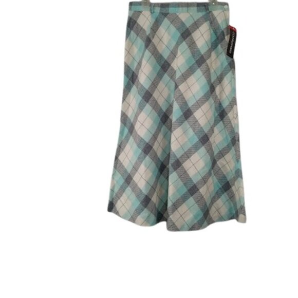 Vintage Counterparts Womens Skirting The Issue Mid-Maxi Skirt Aqua Plaid 14 New - Picture 1 of 3